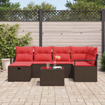 vidaXL Ensemble de Canapés 7 Pièces Marron et rouge polyrotin