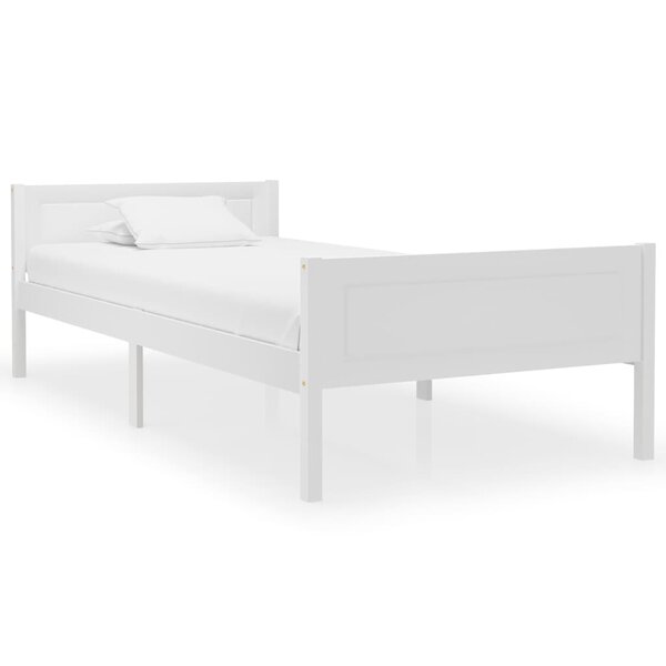 vidaXL Cadre de lit Bois de pin massif Blanc 100x200 cm