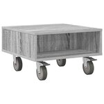 vidaXL Table d'appoint avec roues Gris Sonoma 50 5 x 50 x 30 cm