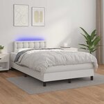 vidaXL Sommier à lattes de lit matelas LED blanc 120x190 cm similicuir