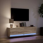 vidaXL Meuble TV mural avec lumières LED chêne sonoma 140x31x38 cm