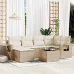 vidaXL Salon de jardin avec coussins 7 Pièces beige résine tressée