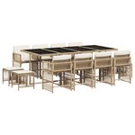 vidaXL Ensemble à manger de jardin et coussins 13 Pièces beige