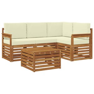 vidaXL Ensemble de canapés d'extérieur 5 pc Naturel et Crème Polyester