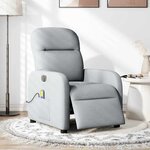 vidaXL Fauteuil de massage inclinable électrique gris clair tissu