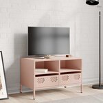 vidaXL Meuble TV rose 68x39x43 5 cm acier laminé à froid