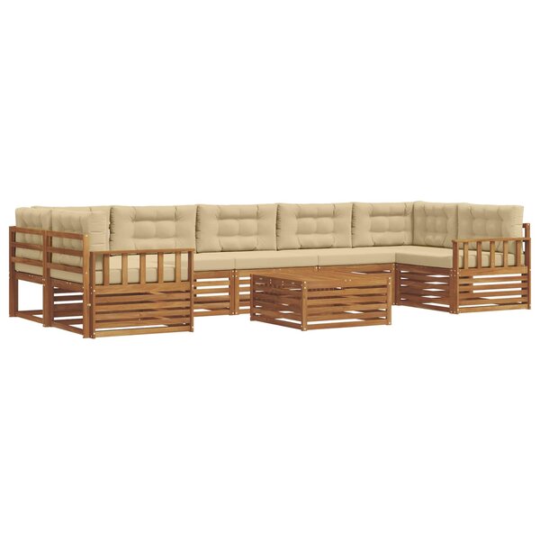 vidaXL Ensemble de canapés d'extérieur 8 pc Naturel et Beige