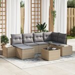 vidaXL Ensemble de canapé de jardin de 7 pièces avec coussins en rotin synthétique noir