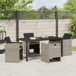 vidaXL Ensemble de salle à manger jardin 5 pièces avec coussins gris clair poly rattan