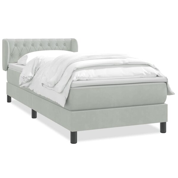 vidaXL Sommier à lattes de lit et matelas gris clair 80x220 cm velours