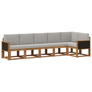 vidaXL Ensemble de canapés d'extérieur 6 pc Naturel et gris clair