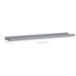 vidaXL Étagères à rebord pour cadre photo 2 Pièces Gris 80x9x3 cm MDF