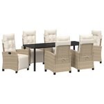 vidaXL Ensemble de mobilier de jardin de 7 pièces en rotin beige