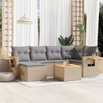 vidaXL Salon de jardin avec coussins 7 Pièces beige résine tressée