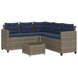 vidaXL Canapé de jardin avec table et coussins en forme de L gris