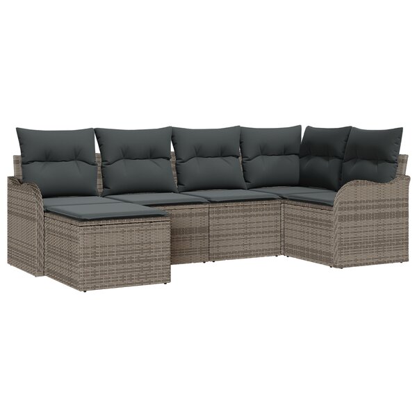 vidaXL Ensemble de canapé de jardin 6 pièces avec coussins gris poly rotin