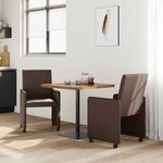 vidaXL Chaises de Salle à Manger avec Roues 2 Pièces Marron