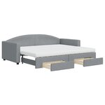 vidaXL Lit de jour avec gigogne et tiroirs gris clair 90x200 cm tissu
