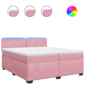 vidaXL Sommier à lattes de lit avec matelas Rose 200x200 cm Velours