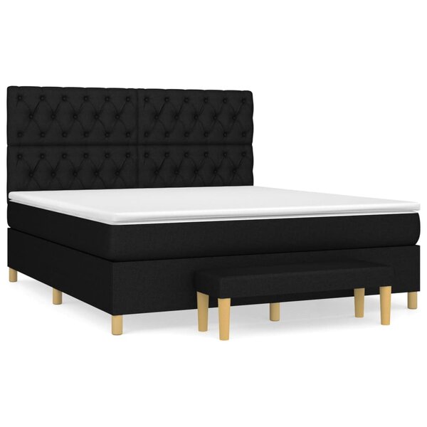 vidaXL Sommier à lattes de lit avec matelas Noir 160x200 cm Tissu