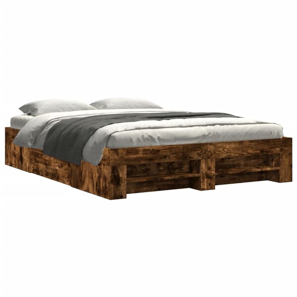 vidaXL Cadre de lit sans matelas chêne fumé 150x200 cm bois ingénierie