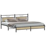 vidaXL Cadre de lit en métal sans matelas chêne sonoma 193x201 cm