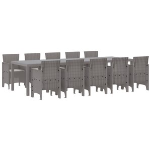Ensemble de salle à manger de jardin 11 pièces vidaXL avec coussins gris clair en poly rattan