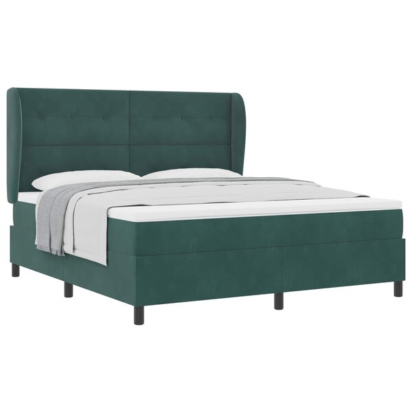 vidaXL Lit à ressorts avec matelas Vert foncé 200 x 180 cm Polyester