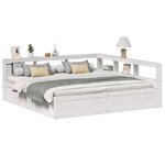 vidaXL Lit bibliothèque sans matelas blanc 200x200 cm bois pin massif