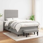 vidaXL Sommier à lattes de lit et matelas gris clair 120x190 cm tissu