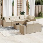 vidaXL Salon de jardin avec coussins 9 Pièces beige résine tressée