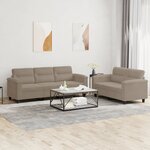 vidaXL Ensemble de canapés 2 Pièces avec coussins taupe tissu microfibre