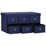 vidaXL Banc de rangement pliable Bleu 76x38x38 cm Faux lin