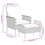 vidaXL Chaise de jardin avec tabouret marron clair résine tressée
