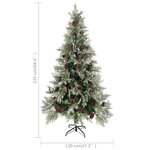 vidaXL Sapin de Noël avec pommes de pin Vert et blanc 225 cm PVC et PE