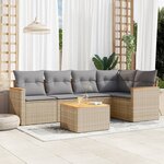 vidaXL Salon de jardin avec coussins 6Pièces mélange beige résine tressée