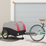 vidaXL Remorque de vélo noir et rouge 45 kg fer