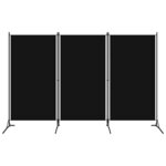 vidaXL Cloison de séparation 3 panneaux Noir 260x180 cm
