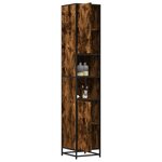 vidaXL Armoire de salle de bain chêne fumé bois d'ingénierie et métal
