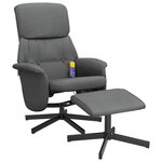 vidaXL Fauteuil de massage inclinable et repose-pieds gris foncé tissu