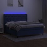 vidaXL Sommier à lattes de lit matelas et LED Bleu 160x200 cm Tissu