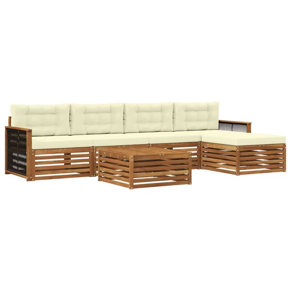 vidaXL Ensemble de canapés d'extérieur 6 pc Naturel et Crème