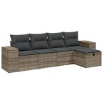 vidaXL Salon de jardin 5 Pièces avec coussins gris clair résine tressée