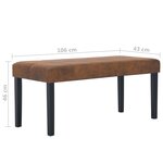vidaXL Banc 106 cm Marron Similicuir daim