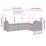 vidaXL Ensemble de Canapé de Jardin 4 Pièces avec Coussins Marron Rattan Poly