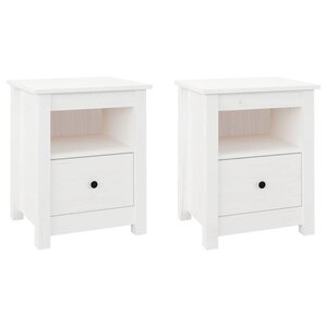 vidaXL Tables de chevet 2 Pièces Blanc 40x35x49 cm Bois de pin massif