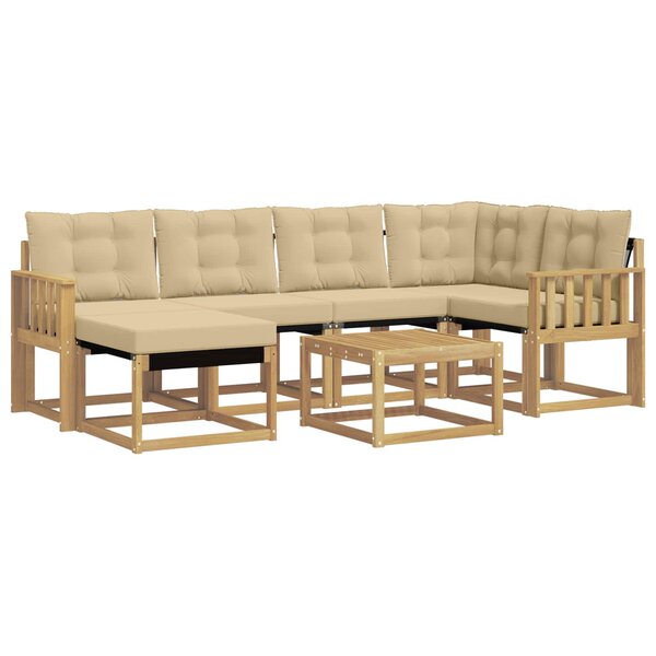 vidaXL Ensemble de canapés d'extérieur 7 pc Blanc et Beige