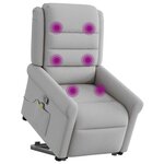 vidaXL Fauteuil de massage inclinable gris nuage tissu