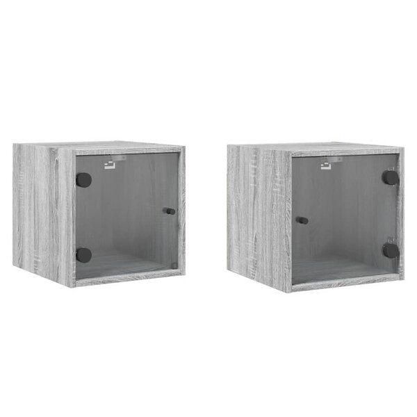 vidaXL Tables de chevet et portes vitrées 2Pièces sonoma gris 35x37x35cm