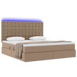 vidaXL Lit avec rangement et LED Cappuccino 180 x 200 cm Simili cuir